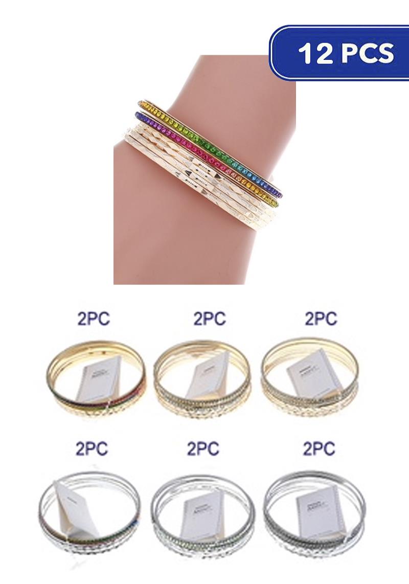 FASHION METAL RHINESTONE BANGLE BRACELET (12 UNITS)