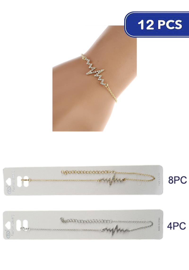 FASHION RHINESTONE ZIG ZAG BRACELET (12 UNITS)