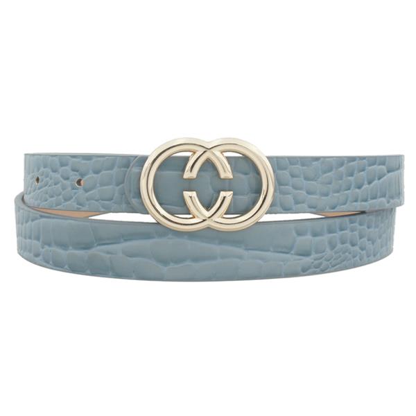 METAL DOUBLE ROUND BUCKLE ANIMAL CROC BELT