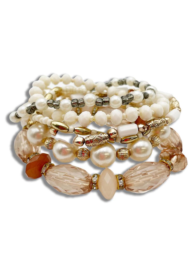 FASHION MULTI BEAD STRETCH BRACELET SET