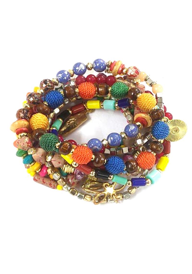 FASHION MULTI BEAD STRETCH BRACELET SET