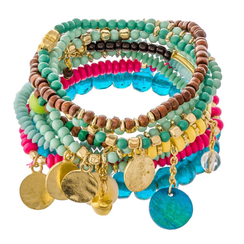 FASHION MULTI BEAD STRETCH BRACELET SET