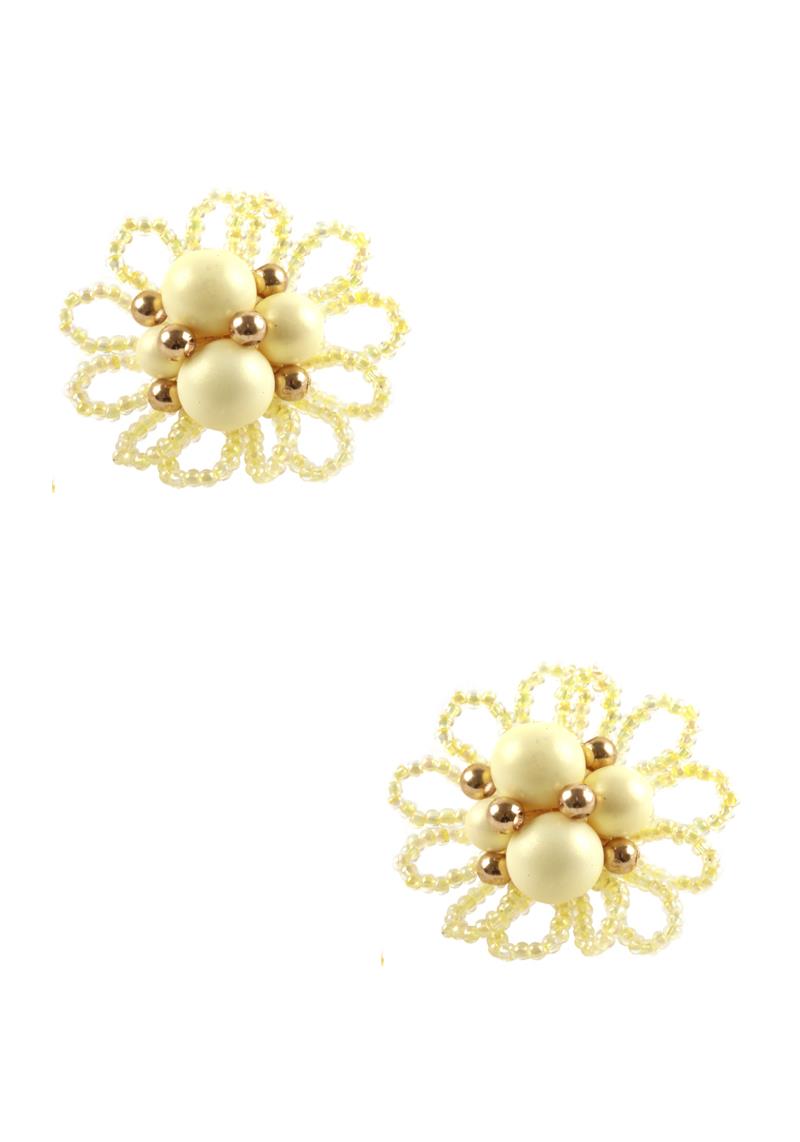 SEED BEAD PEARL FLOWER EARRING