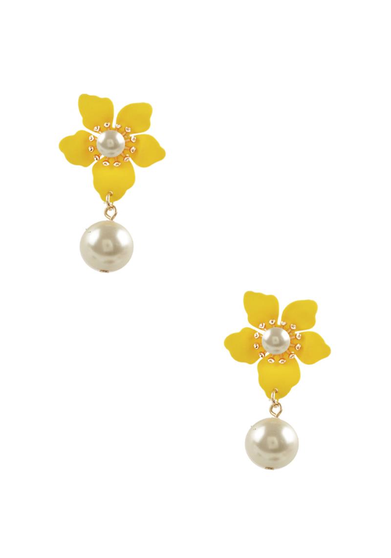 FLOWER PEARL DANGLE EARRING