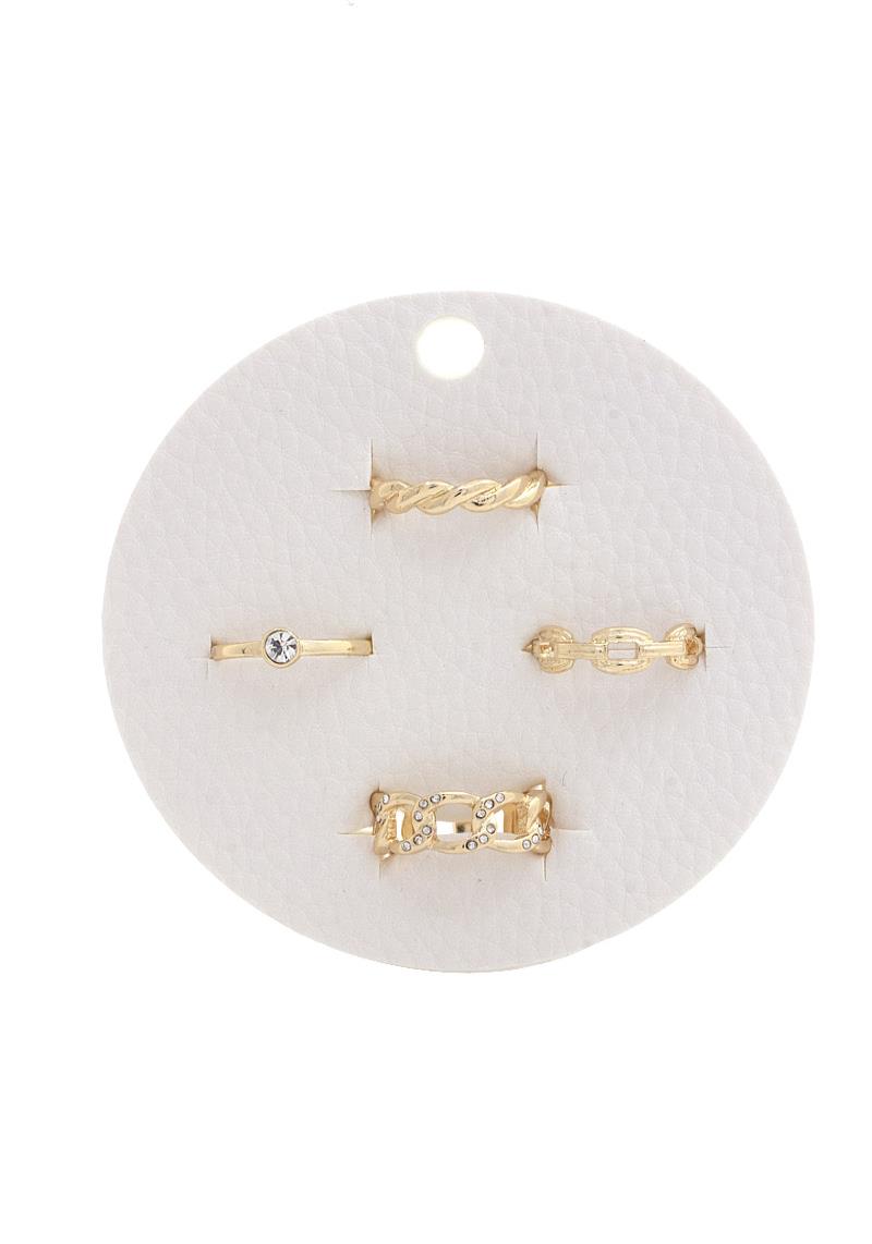 RHINESTONE METAL ASSORTED RING SET