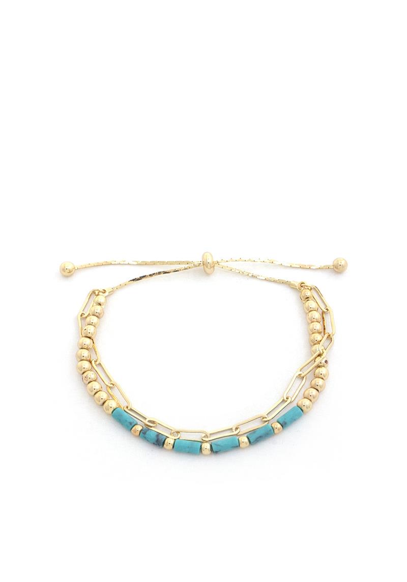 BEADED OVAL LINK SLIDE BRACELET