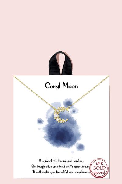 18K GOLD RHODIUM DIPPED CORAL MOON NECKLACE