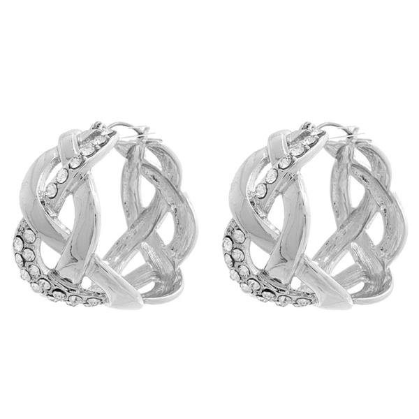 BRAIDED RHINESTONE METAL EARRING