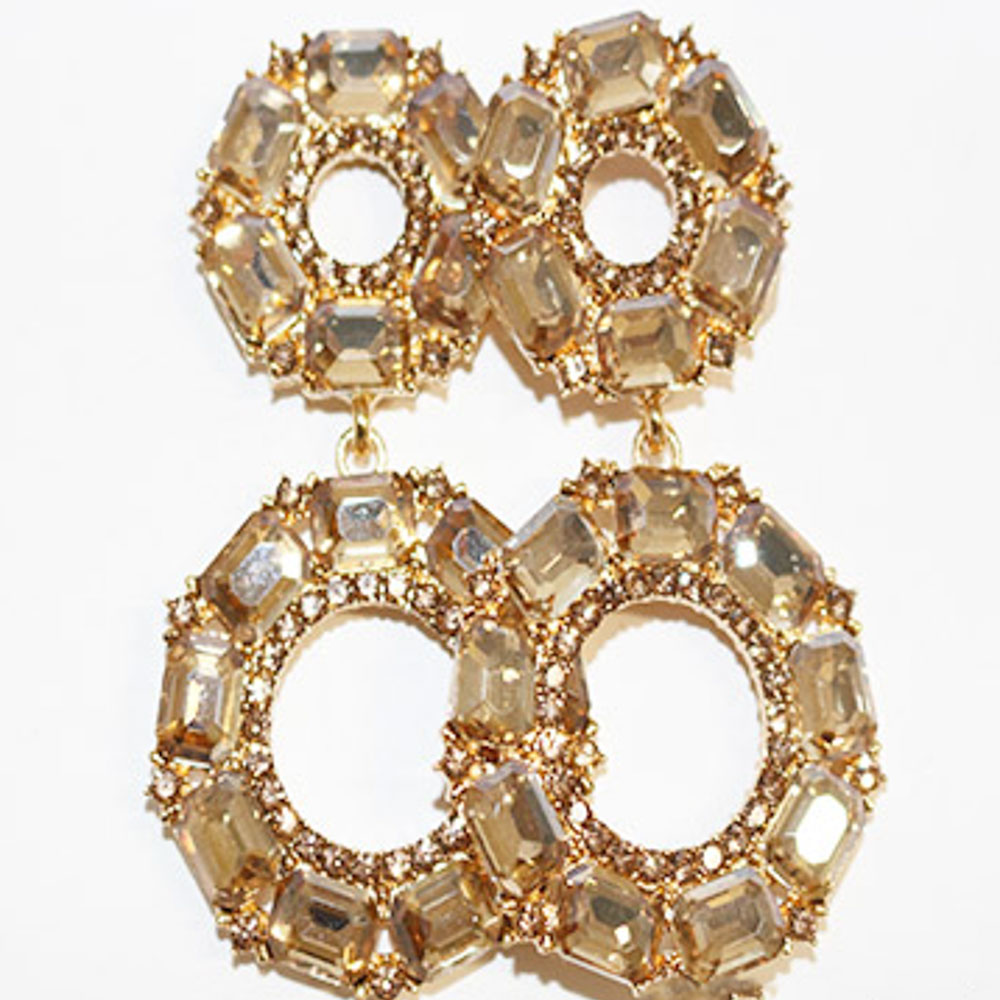 DOUBLE CIRCLE RHINESTONE EARRING