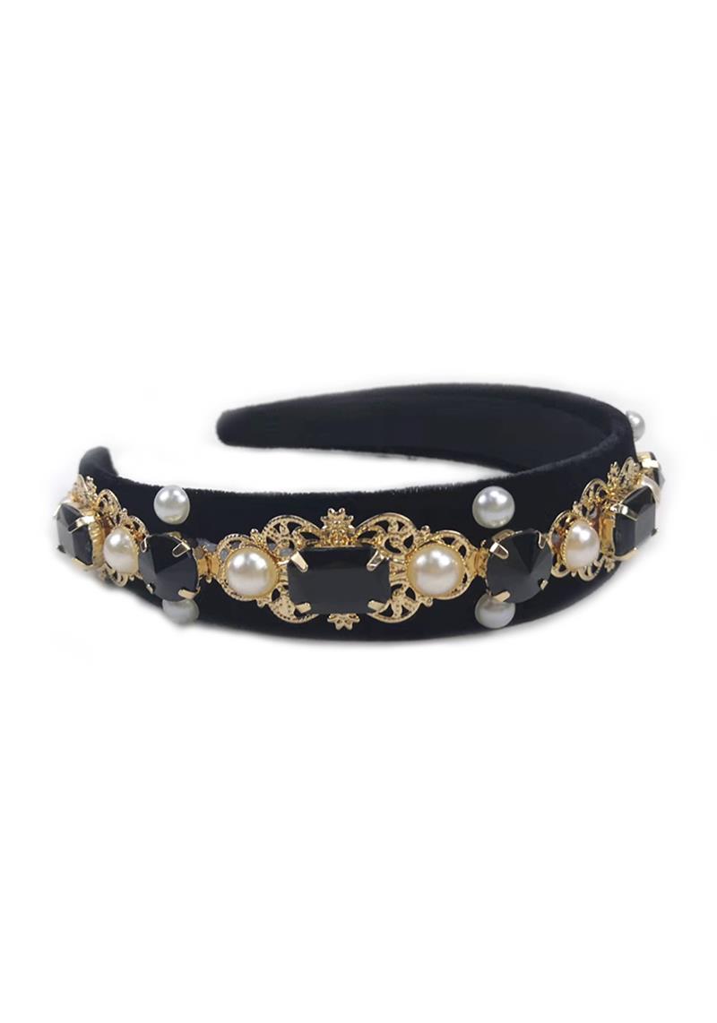 EMBELLISHED PEARL CRYSTAL STONE HEADBAND