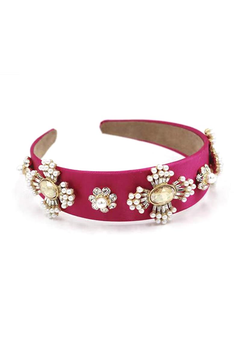 EMBELLISHED PEARL CRYSTAL STONE HEADBAND