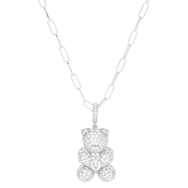 CZ STONE BEAR PENDANT NECKLACE