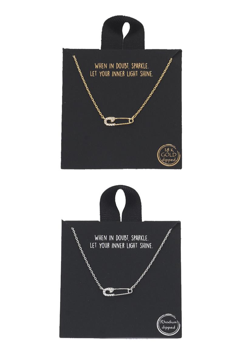 18K GOLD RHODIUM DIPPED CLOTHING PIN NECKLACE