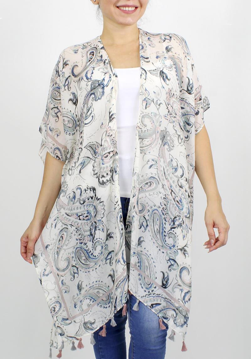 FASHION PAISLEY PRINT KIMONO