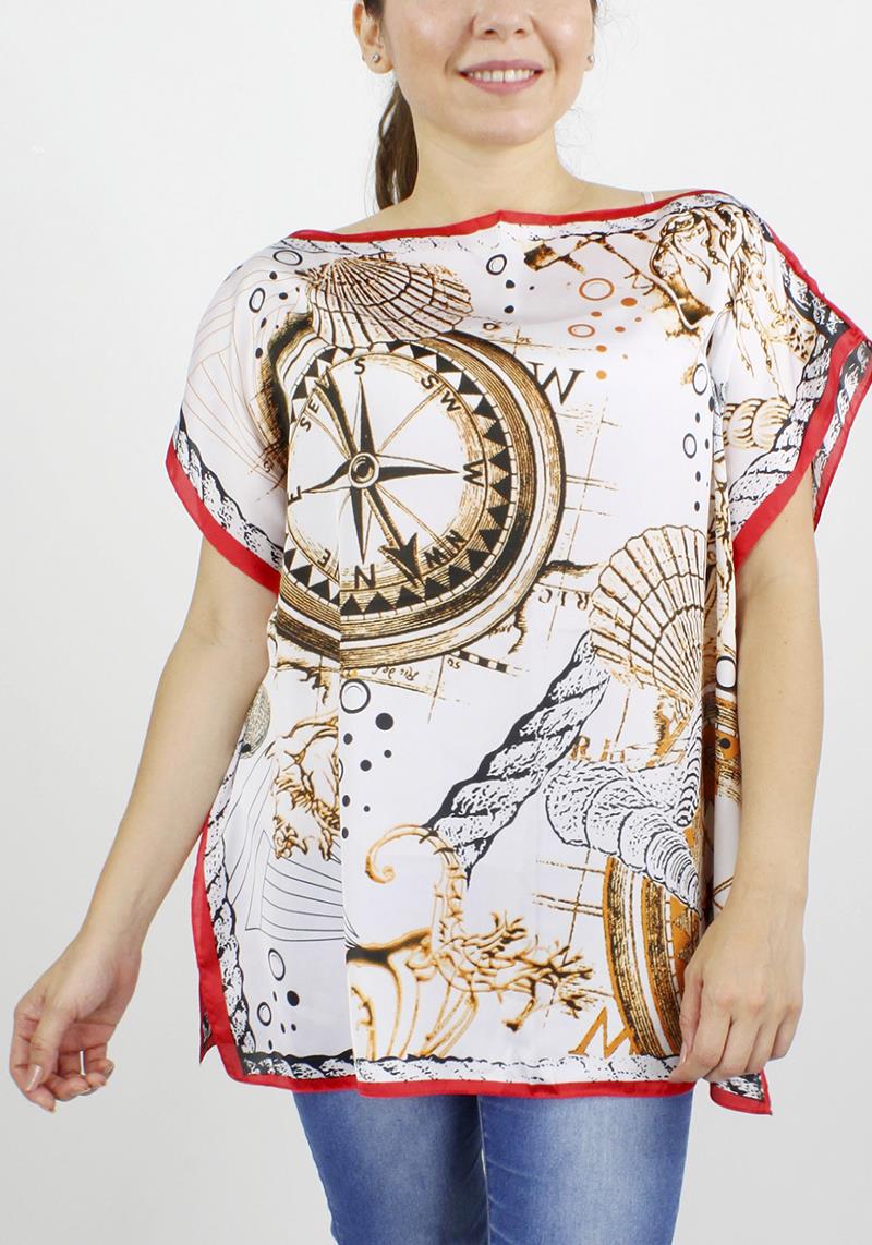 SILKY MAPS PRINT TOP