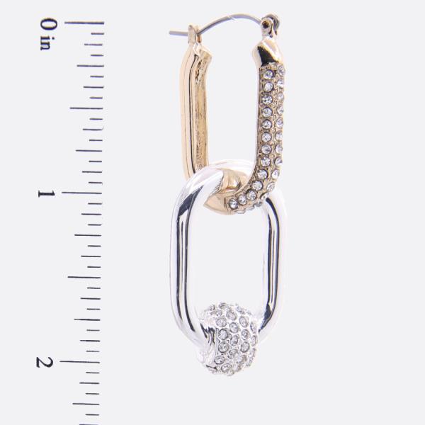 METAL RHINESTONE LINK DROP EARRING