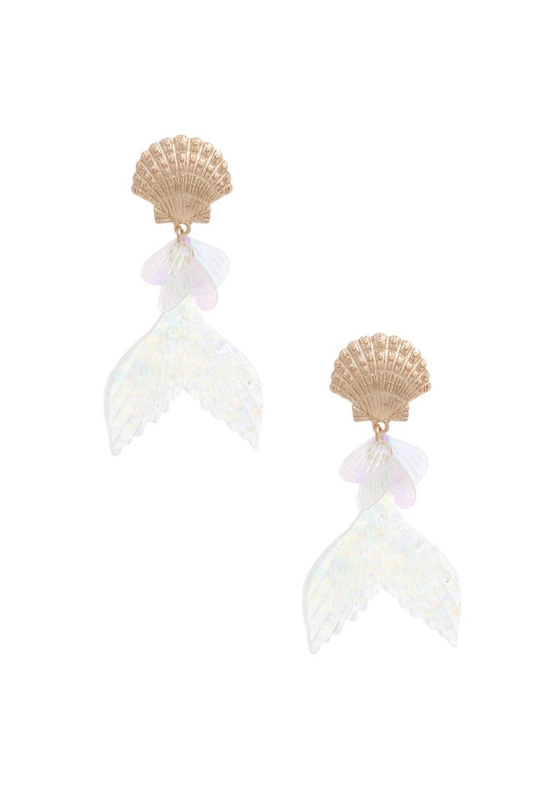 SEASHELL MERMAID TAIL DANGLE EARRING