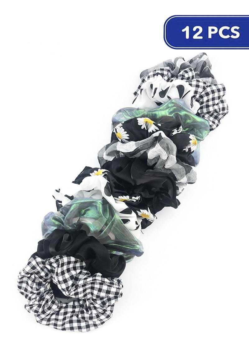 FASHION MULTI SCRUNCHIES (12 UNITS)