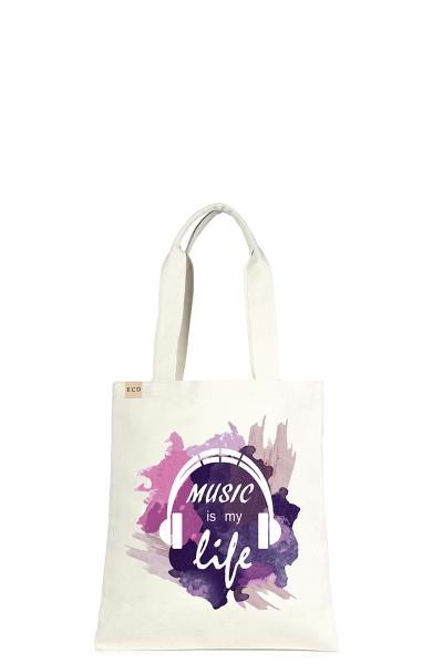 FASHION MUSIC IS MY LIFE TOTE CANVAS BAG