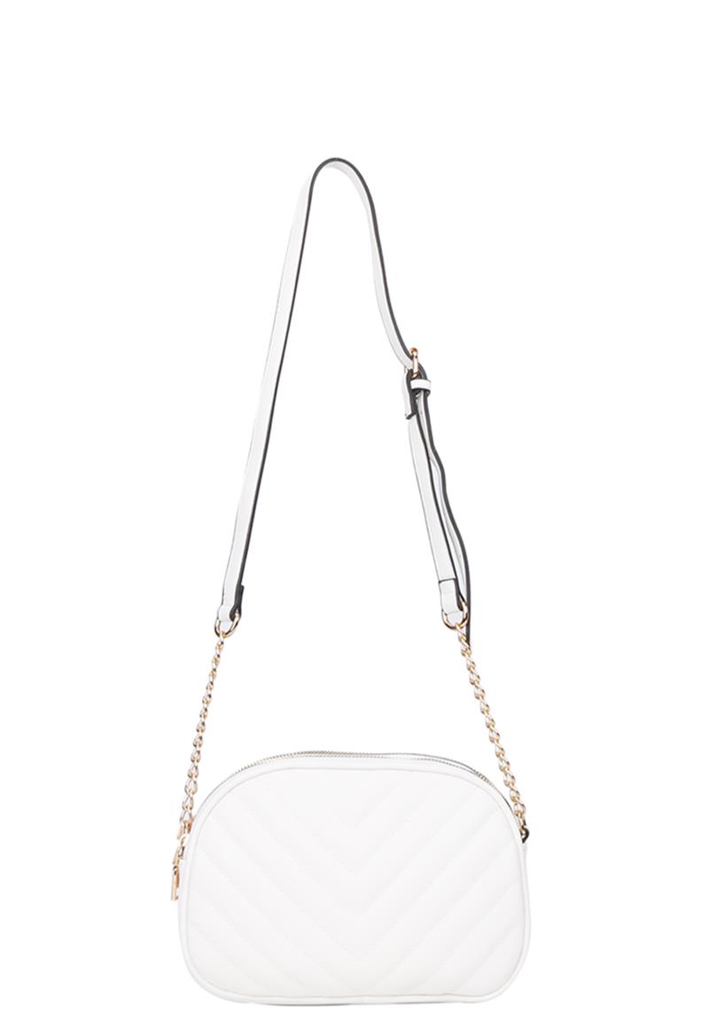 FASHION V STITCHING ZIPPER CROSSBODY BAG