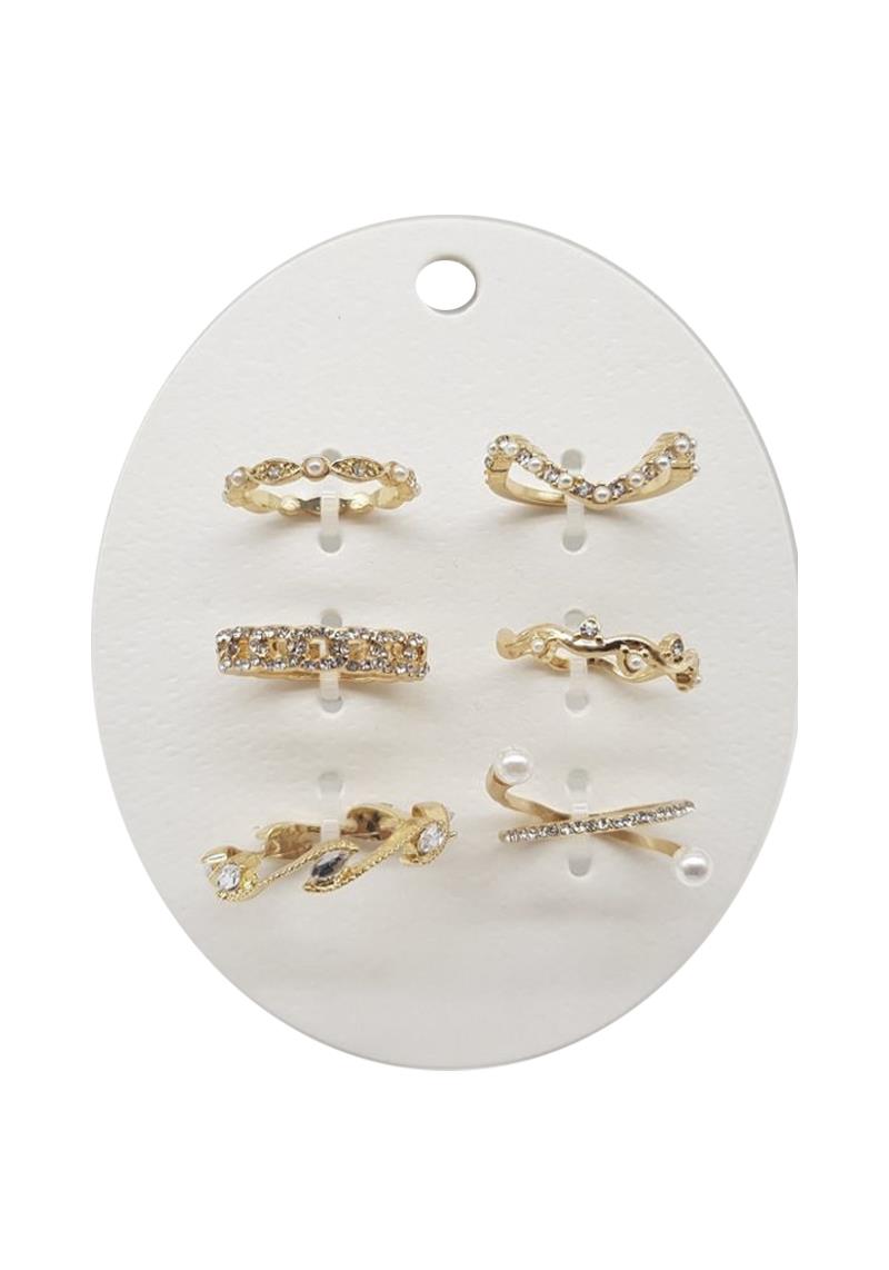 RHINESTONE RING 6 PC SET