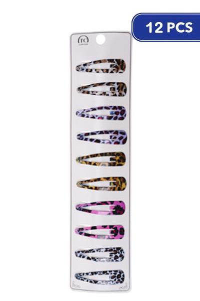 METAL LEOPARD HAIR SNAP PIN SET (12 UNITS)