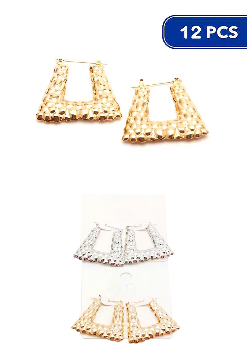 TEXTURED SQUARE EARRING (12 UNITS)