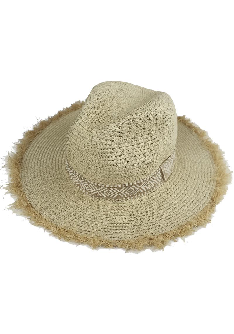 FASHION AZTEC STRAP STRAW PANAMA SUNHAT