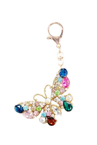 MULTI COLOR CRYSTAL METAL BUTTERFLY KEY CHAIN