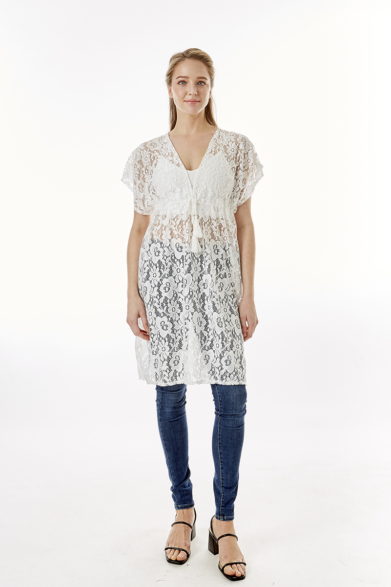 FLORAL CROCHET LACE COVER UP