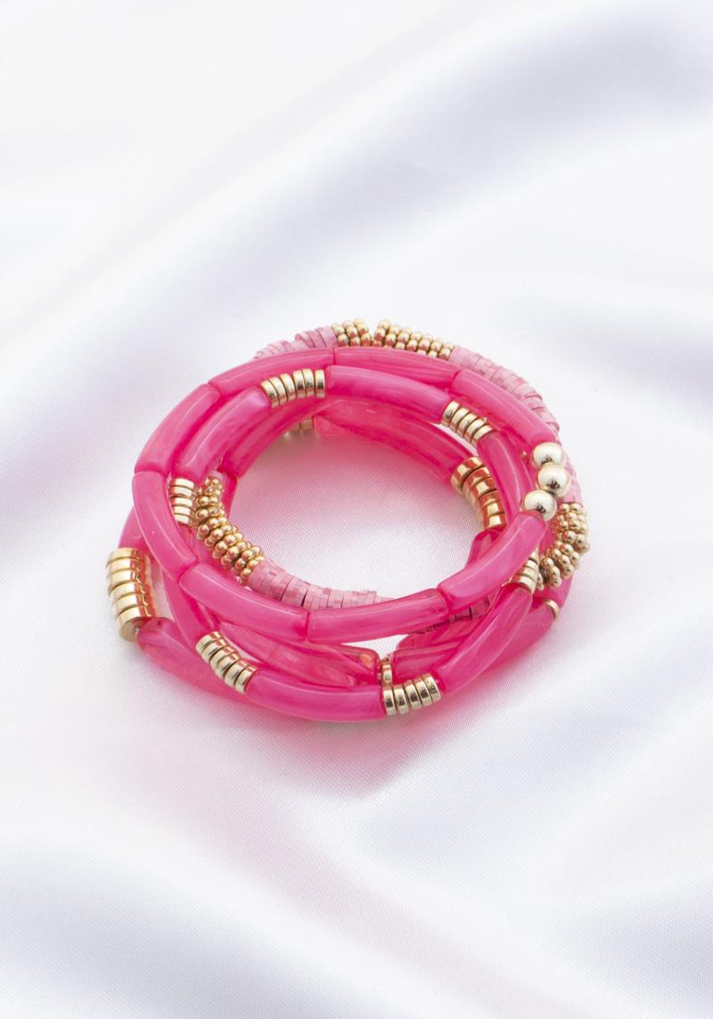 MARBLE BEADED STACKABLE BRACELET SET