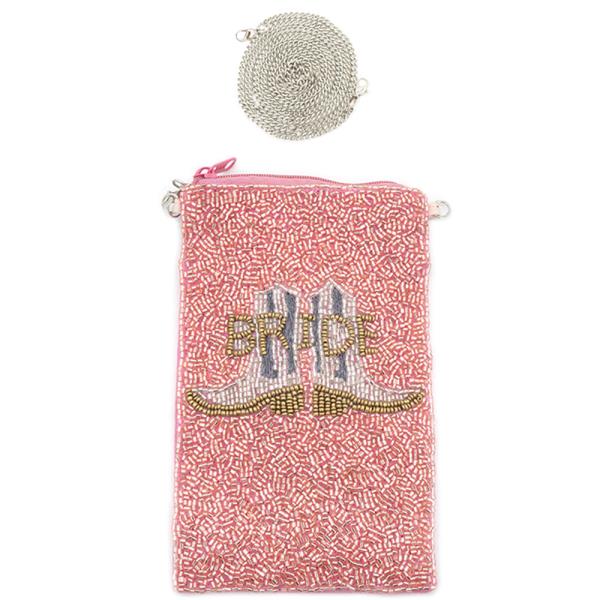 SEED BEAD BRIDE BOOTS MINI CROSSBODY BAG