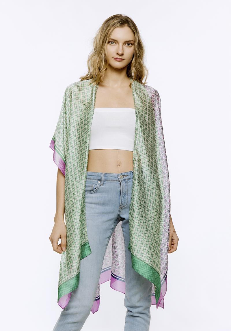 MULTI PRINTED SILKY KIMONO