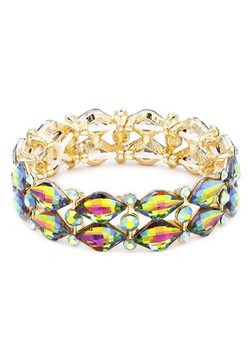 CRYSTAL COLOR STONE STRETCH BRACELET