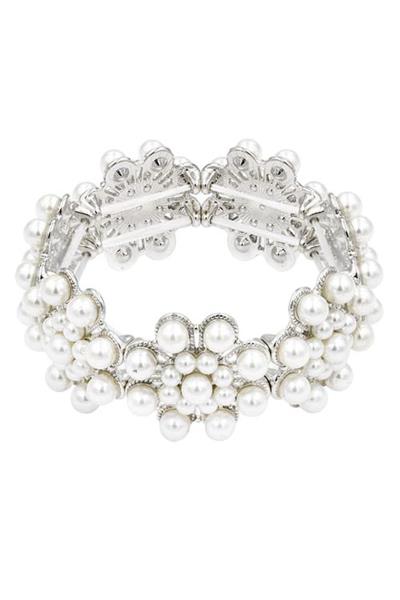 PEARL FLOWER WIDE STRETCH BRACELET