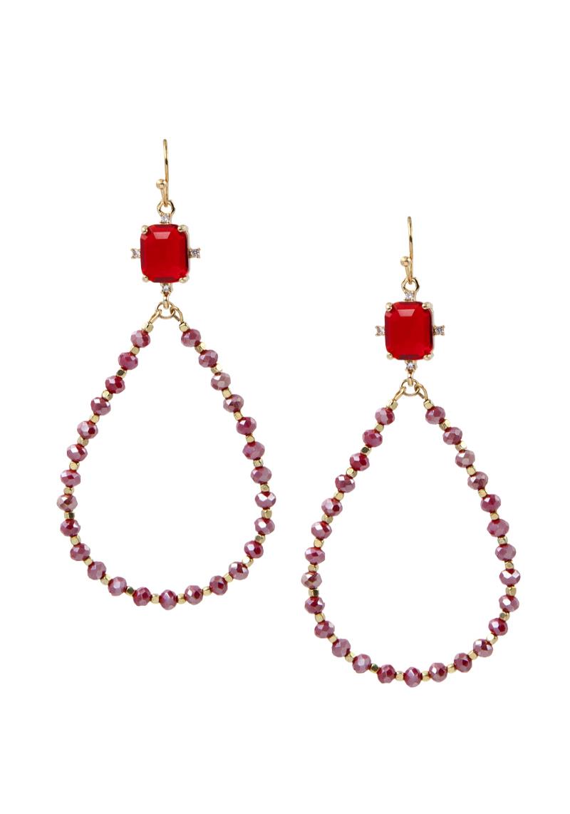 GLASS BEAD TEARDROP DANGLE EARRING