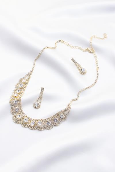 SCALLOP EDGE RHINESTONE BRIDAL NECKLACE