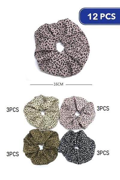 LEOPARD HAIR SCRUNCHIES (12 UNITS)