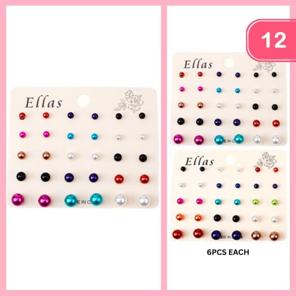 FASHION PEARL STUD EARRING SET (12 UNITS)