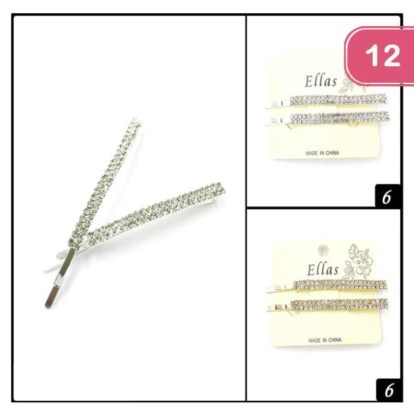 FASHION RHINESTONE HAIR PIN 2 PC SET (12 UNITS)