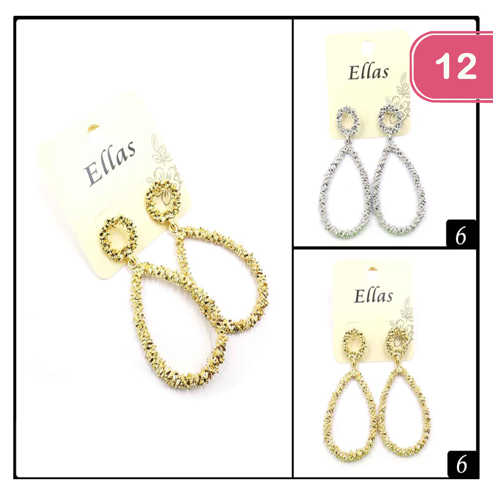 FASHION METAL TEARDROP DANGLE EARRING (12 UNITS)