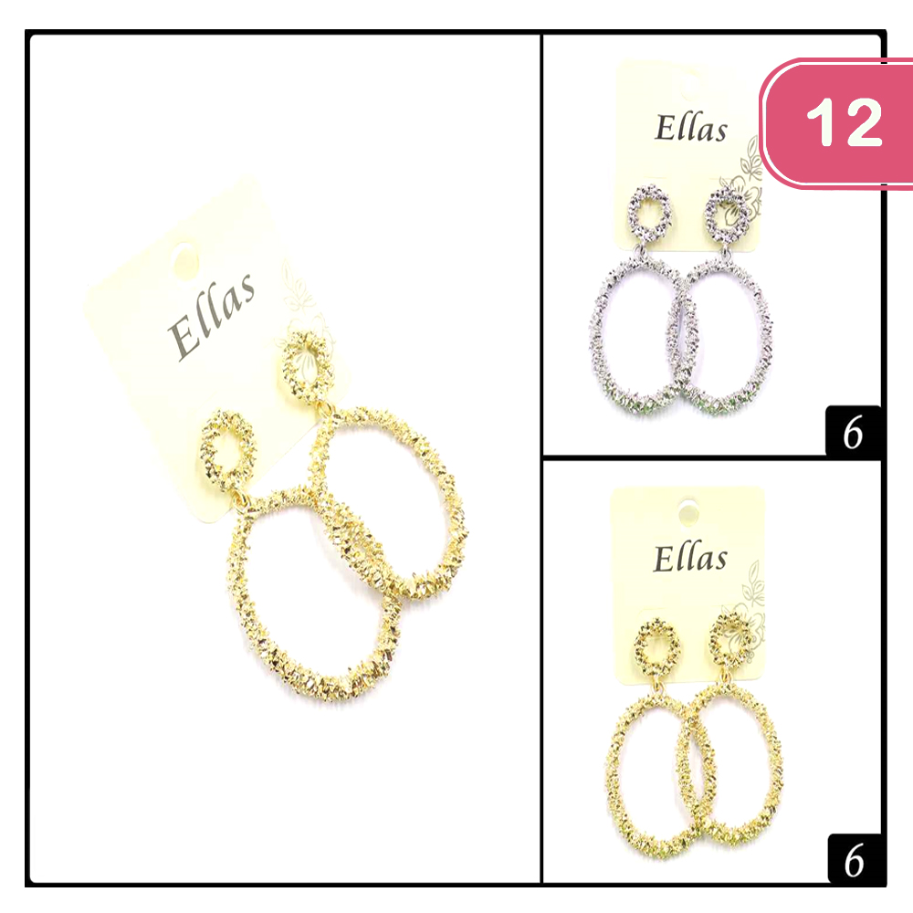 FASHION METAL ROUND DANGLE EARRING (12 UNITS)