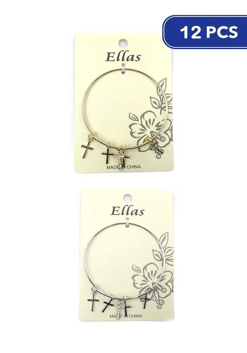 FASHION CROSS METAL BRACELET (12 UNITS)
