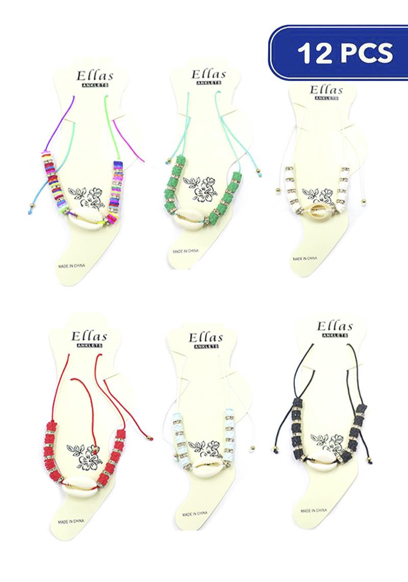 FASHION SHELL BEAD ANKLET (12 UNITS)