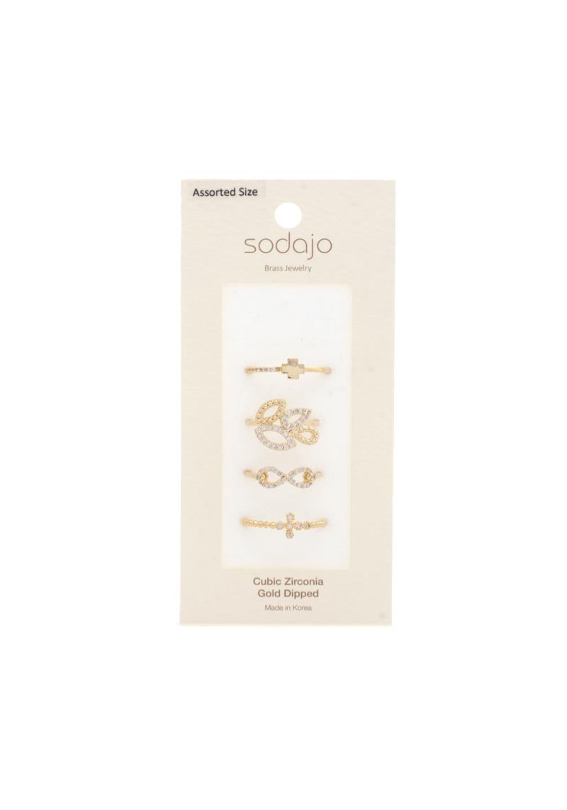 SODAJO INFINTY BOW RHINESTONE ASSORTED RING SET