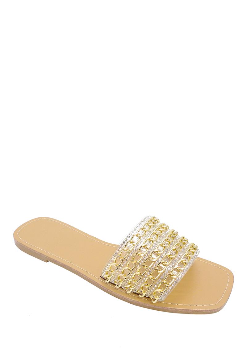 CLEAR CHAIN LINK DESIGN SMOOTH SLIPPER