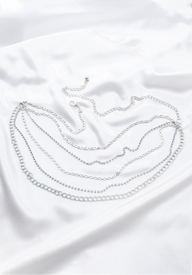RHINESTONE METAL 5 LAYER LINK HOOK BELT