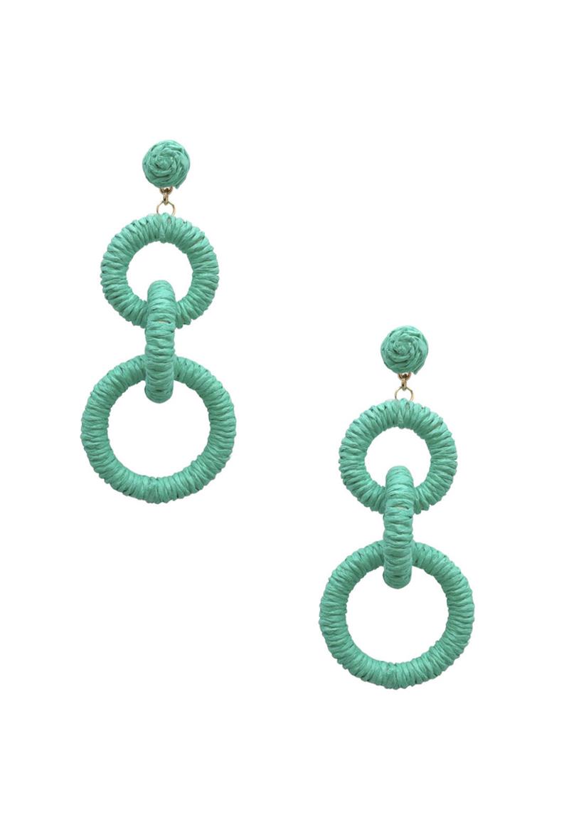 STRAW TRIPLE ROUND LINK DROP EARRING