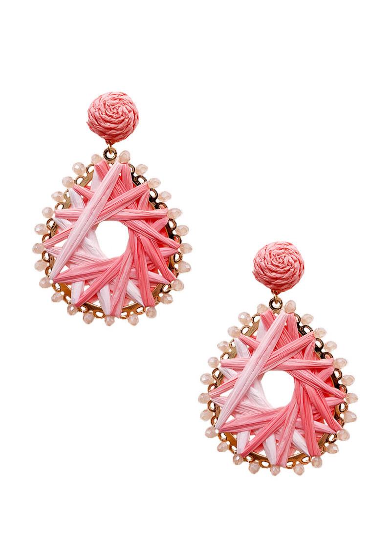 CRYSTAL BEAD PAPER WRAP TEARDROP DANGLE EARRING