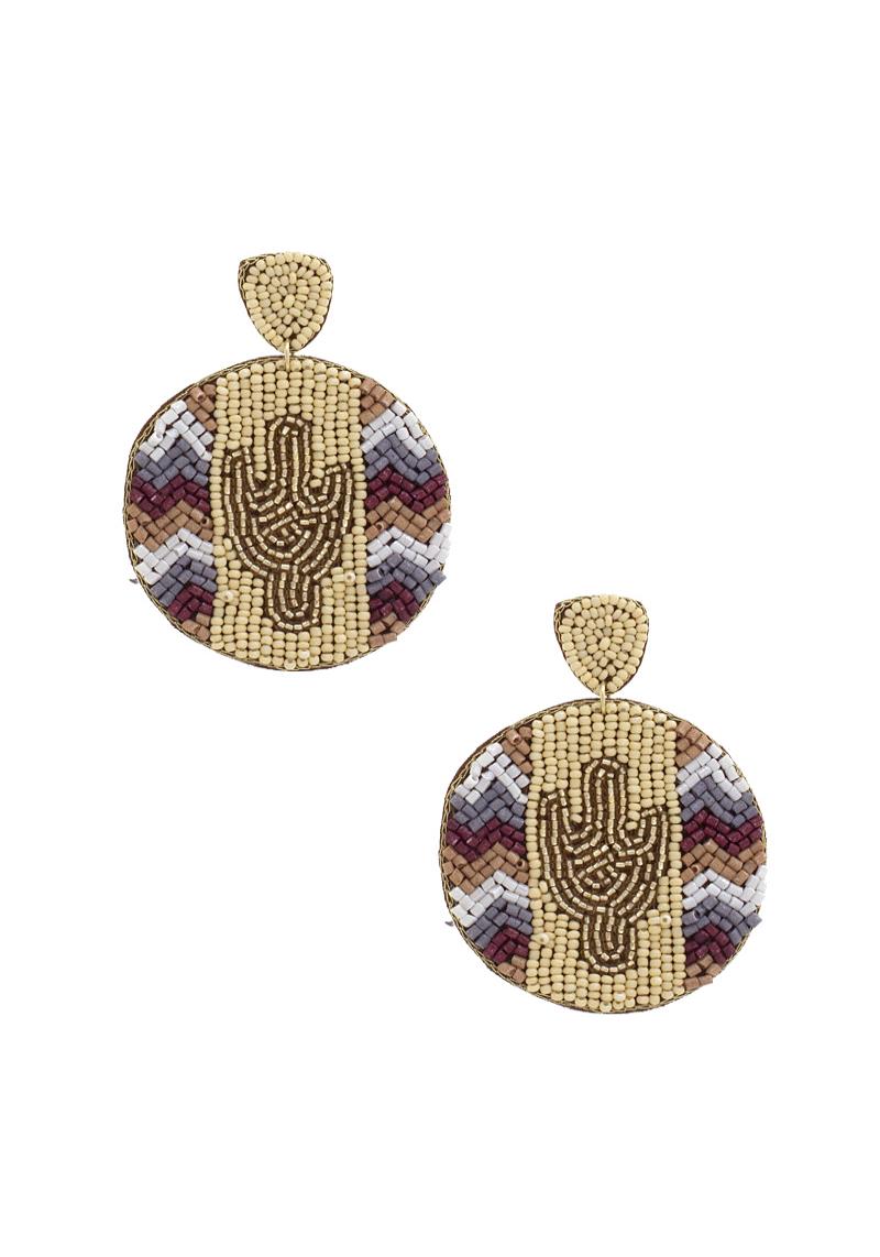 CACTUS CHEVRON PATTERN SEED BEAD EARRING